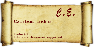 Czirbus Endre névjegykártya